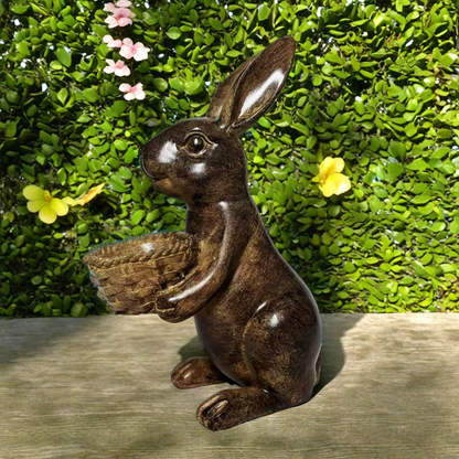 Whimsical Rabbit & Planter Garden Figurine