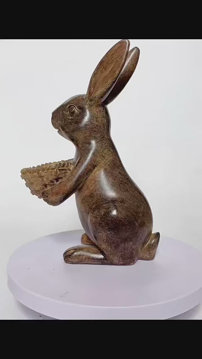 Whimsical Rabbit & Planter Garden Figurine