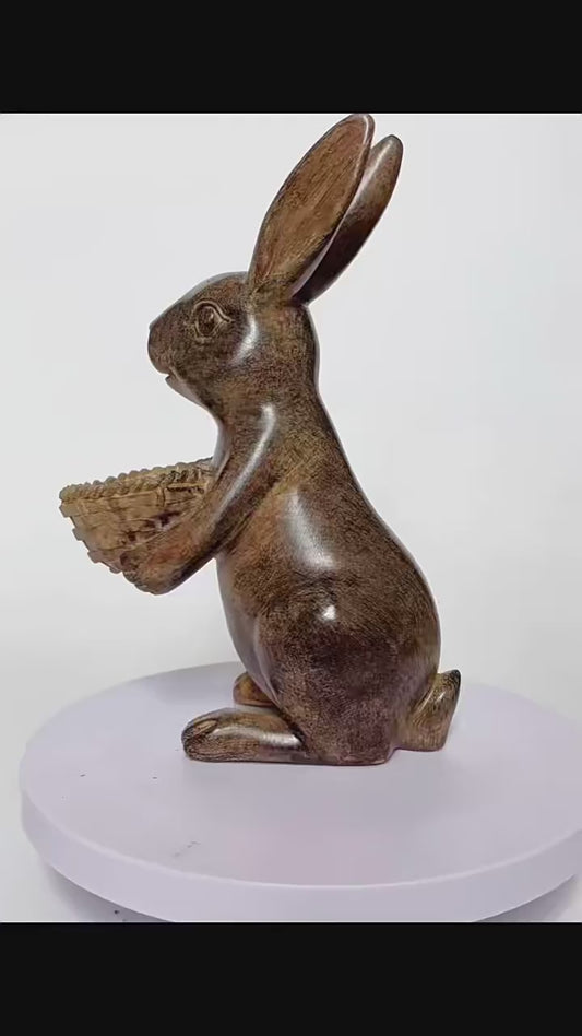 Whimsical Rabbit & Planter Garden Figurine